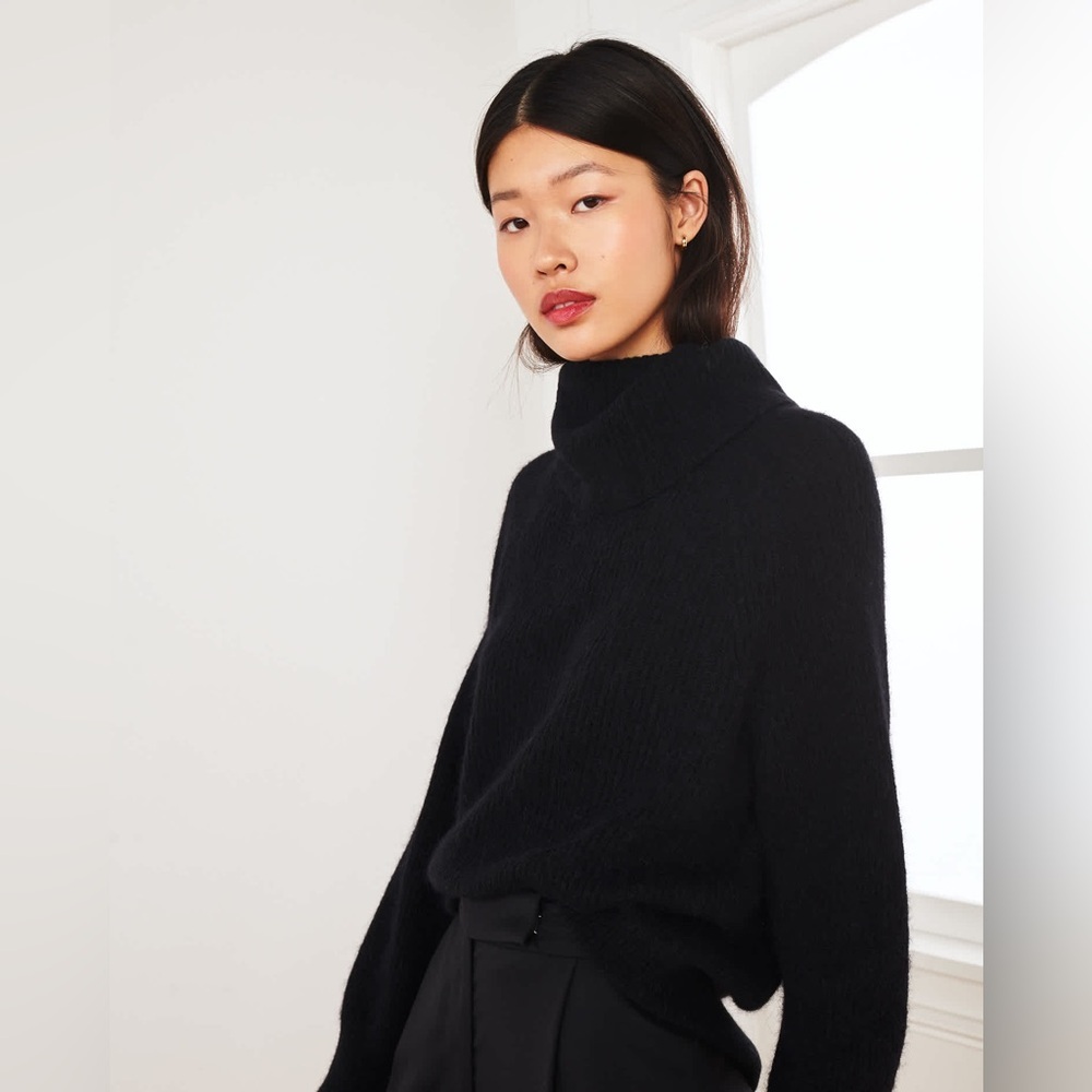 Quince Black Cowl Turtleneck Sweater